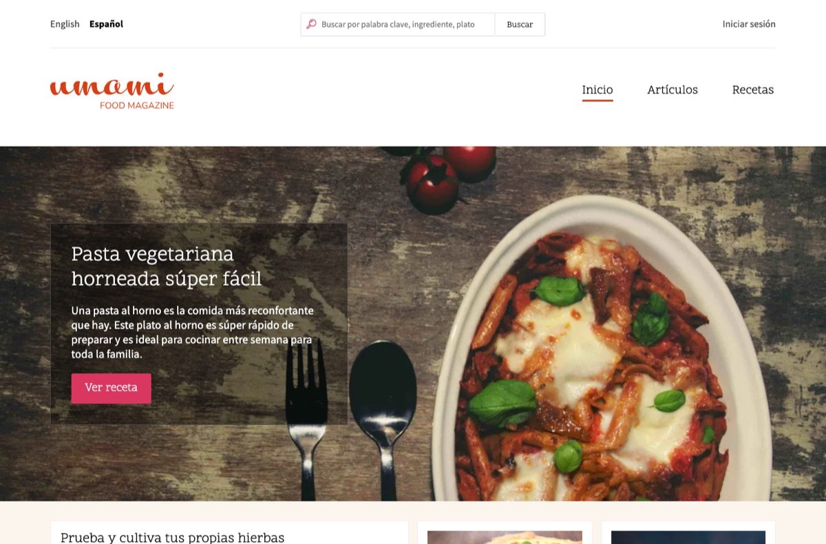 Spanish version of the Umami home page after the upgrade
